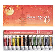 不透明水彩絵具〈ガッシュ〉 日本色 彩 15ml 秋 12色セット G753